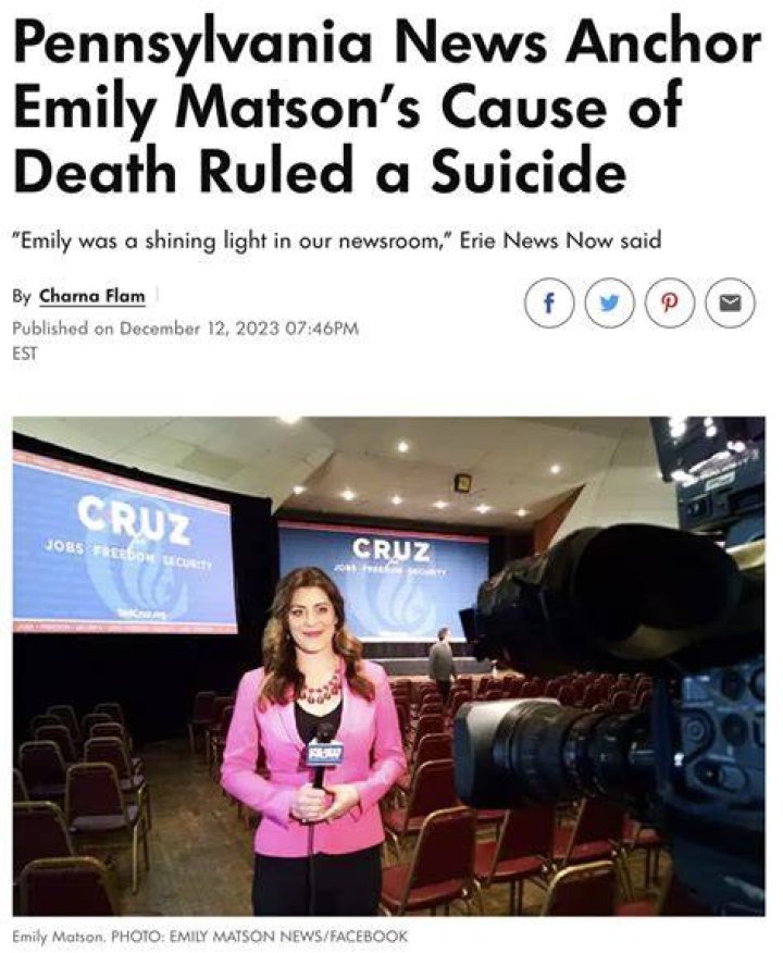 News Anchor Emily Matson's Death Ruled a Suicide