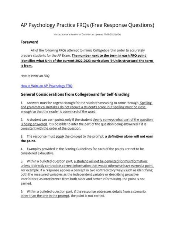 Unlock The Secrets Of AP Psych FRQ 2024 Answers