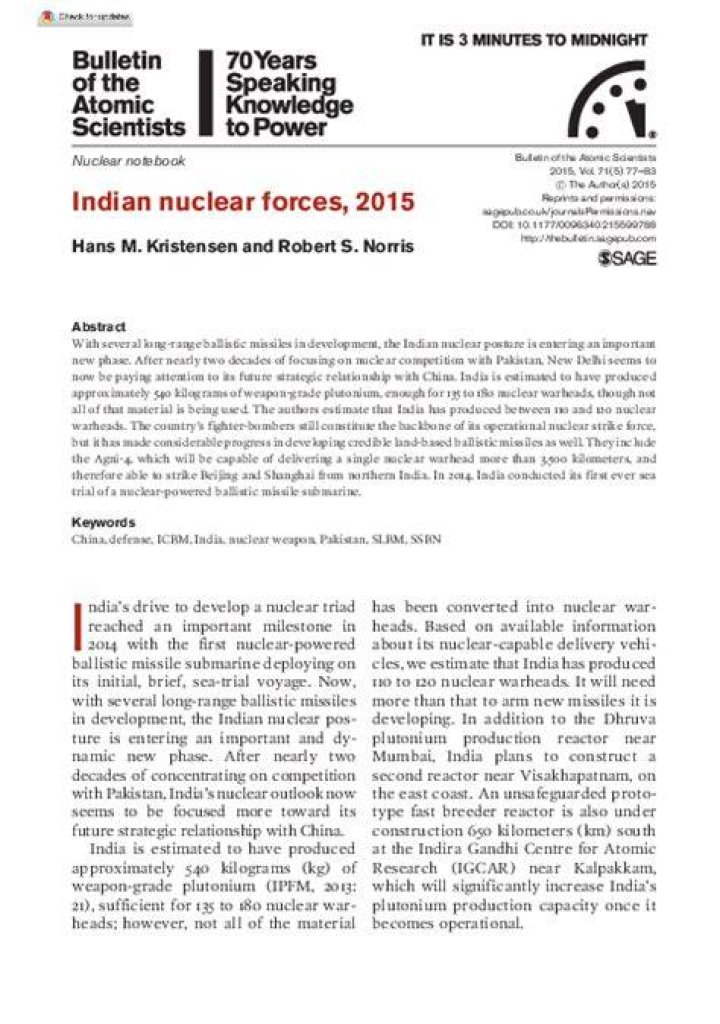 US nuclear forces, 2015 Bulletin of the Atomic Scientists